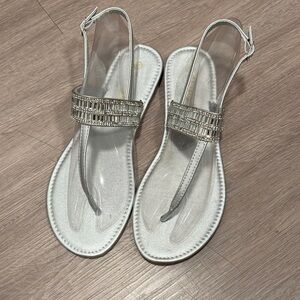 Source Unknown Silver Beaded Sandals
